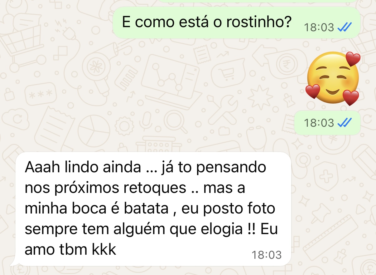 Depoimento no WhatsApp: “Aaah lindo ainda… a minha boca é batata, eu posto foto e sempre tem alguém que elogia!”